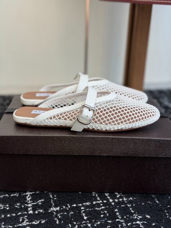 Alaïa White Mesh Mary Jane Muller Slippers - Picture 2 of 9